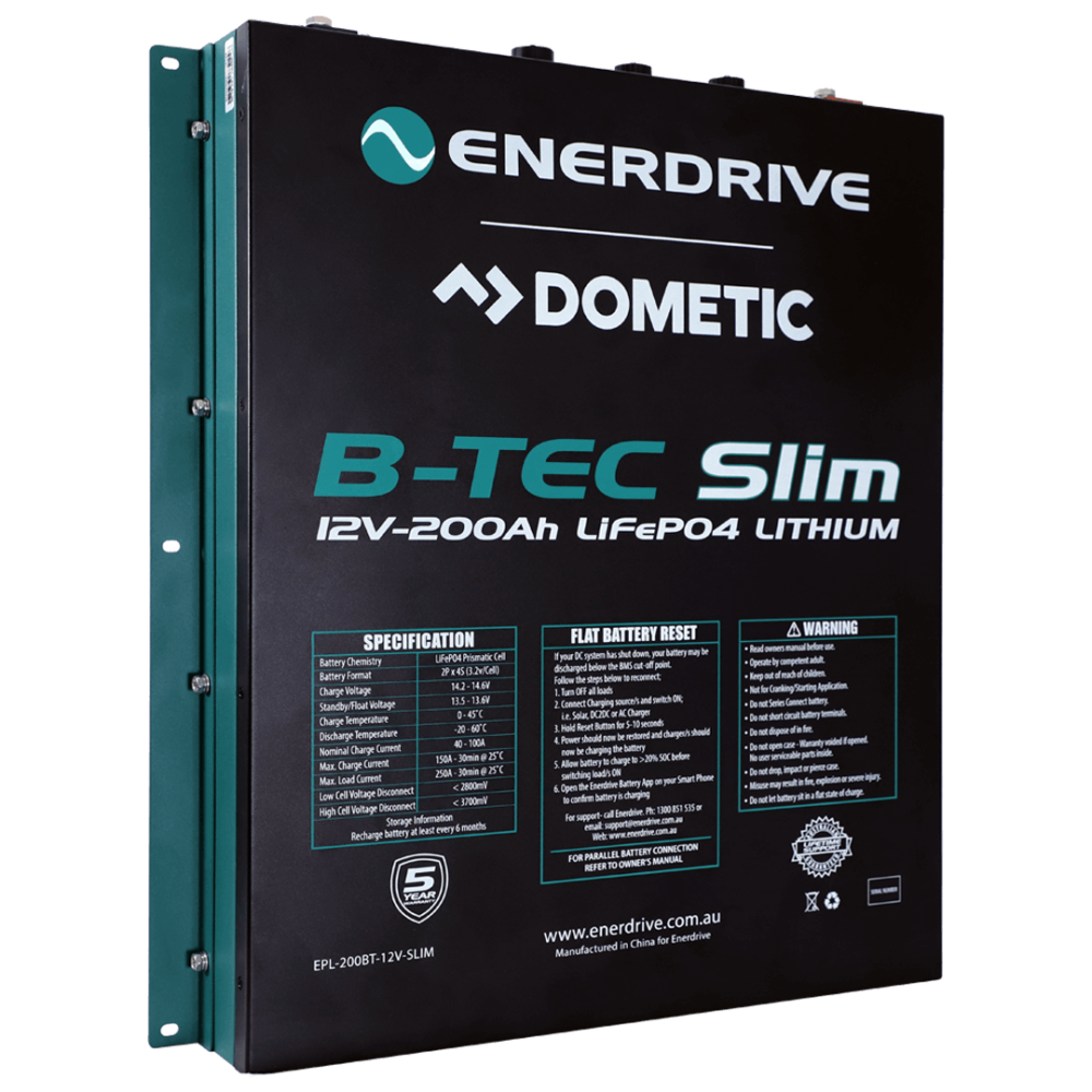 Enerdrive B-TEC 12V 200Ah Slimline Lithium Battery - ENERDRIVE | DOMETIC